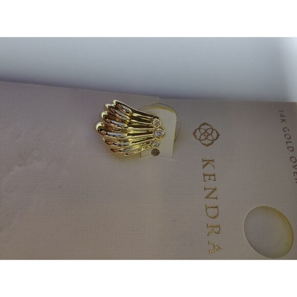 Kendra Scott Isla Huggie 14K-Gold Over Brass Rhinestone Stud Earrings NWT - Picture 2 of 6